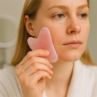 gua sha visage dent de requin rose