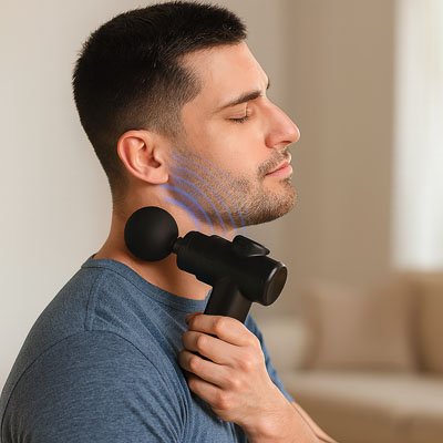 Pistolet de massage homme cou