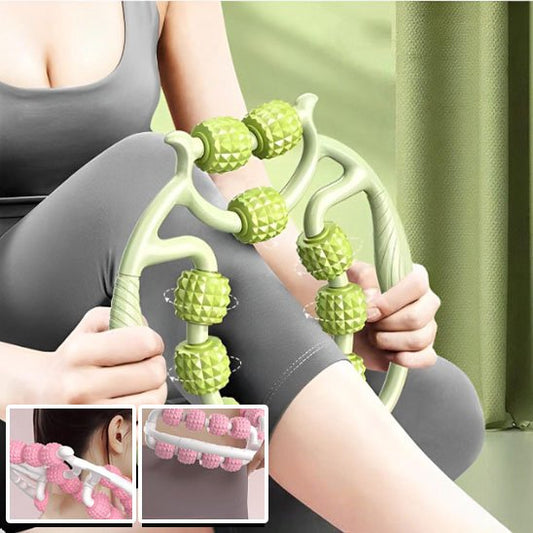 Rouleau de massage vert et rose