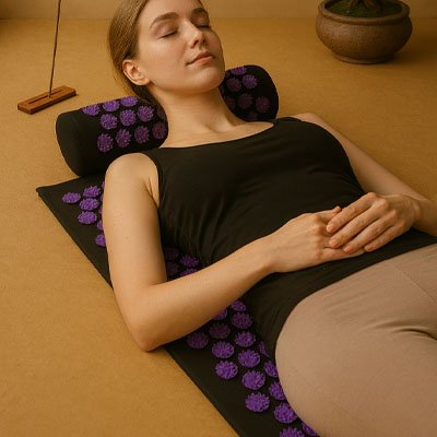 Tapis d'acupression noir et violet